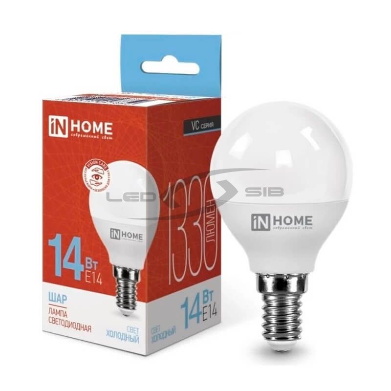 Лампа сд LED-ШАР-VC 14W 230V E14 1330Lm IN HOME