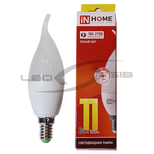 Лампа светодиодная LED-СВЕЧА НА ВЕТРУ-VC 11W 230V E14 990Lm матовая IN HOME