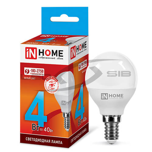 Лампа сд LED-ШАР-VC 4W 230V E14 360Lm IN HOME