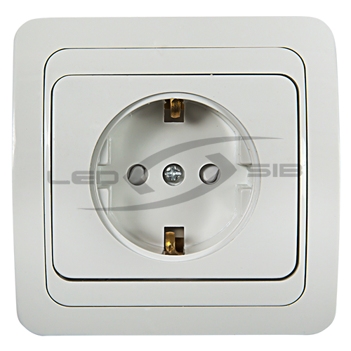 Розетка 1ая с з/к со шторкой СП CLASSICO белая 2028х