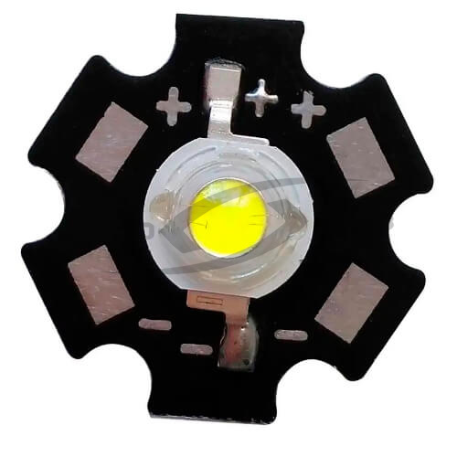 Светодиодный модуль 1 W 2800 К диаметр 20 мм 3,3-3,5V 300-350 MA длина провода 25 см