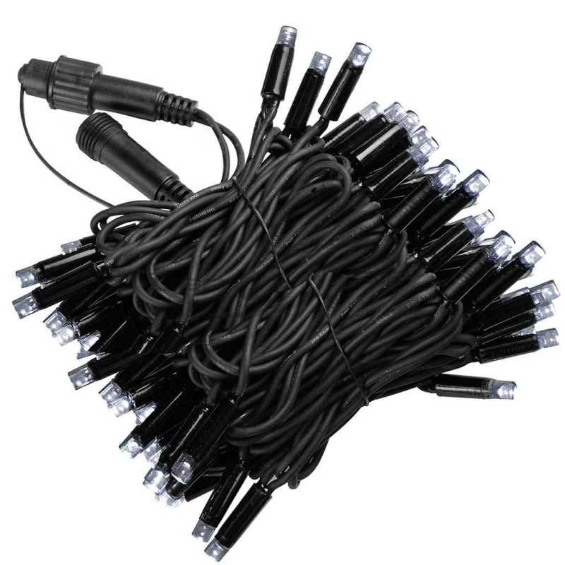 Гирлянда сд LS 10м черный провод каучук 4,8W, 100 led, 220V IP65 стыкуется, каждый 10 LED FLASH