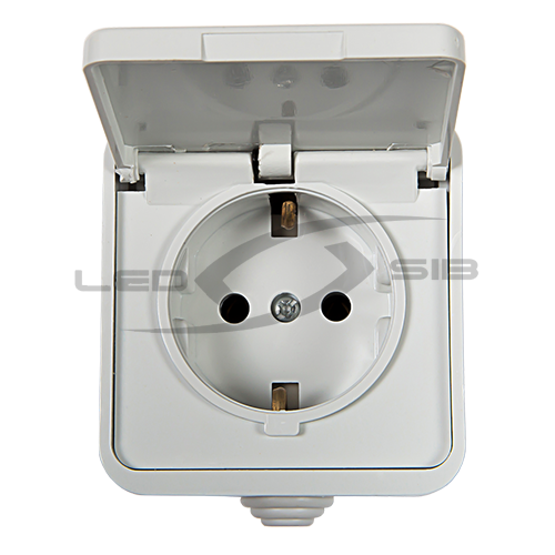 Розетка 1ая с з/к AQUA с крышкой белая п/герм 3112