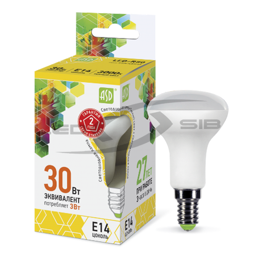 Лампа сд LED-R50-standard 3.0W 230V Е14 270Lm
