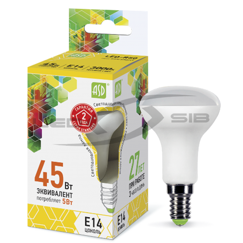 Лампа сд LED-R50-standard 5.0W 230V Е14 450Lm