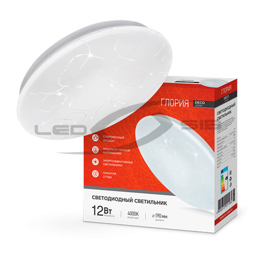 Светильник cд DECO 12W 780Lm 190х65мм ГЛОРИЯ IN HOME