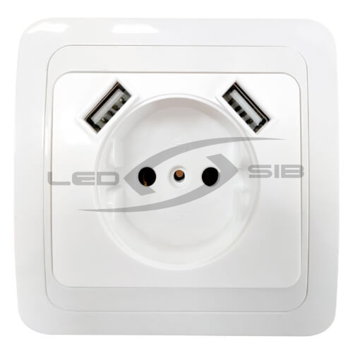 Розетка 1ая CLASSICO с двумя USB белая 2147 IN HOME