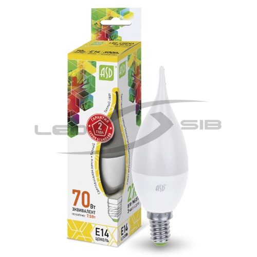 Лампа сд LED-СВЕЧА на ветру-standard 7.5W 230V Е14 675Lm 