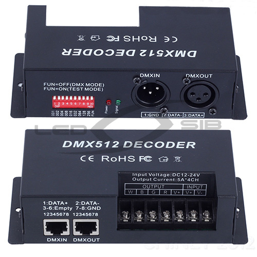 Контроллер LS DMX 512 4канала,  по 4А на канал(16А) DC12-24V