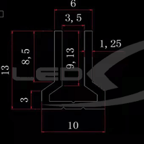 алюминиевый профиль  kg-090 , 2000х13х10 мм      Алюминиевый профиль  KG-090 , 2000х13х10 мм     