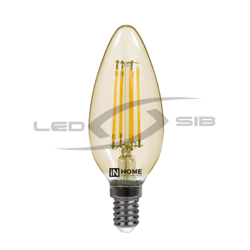 Лампа сд LED-СВЕЧА-deco 7W 230V Е14 630Lm золотистая IN HOME