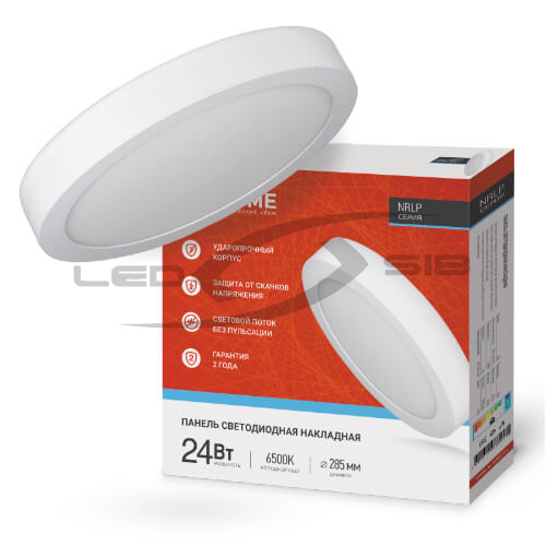 Панель сд круглая NRLP  24W  230V 1680Lm 285мм белая накладная IP40 IN HOME