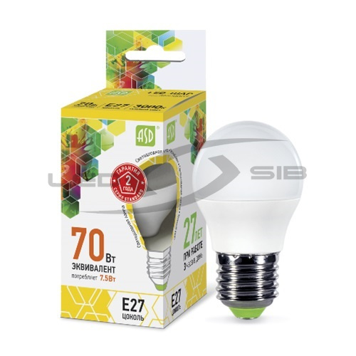 Лампа сд LED-ШАР-standard  7.5W 230V Е27 675Lm
