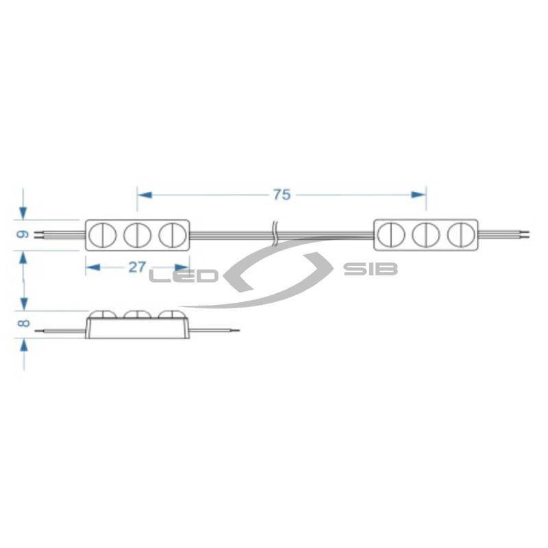 светодиодный модуль ls mini3 с линзой smd 2835/3led 27*9*8мм max 0,6w 60lm ip66 160° 50шт.спайка Светодиодный модуль LS MINI3 с линзой SMD 2835/3LED 27*9*8мм max 0,6W 60Lm IP66 160° 50шт.спайка