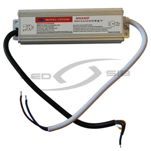 Блок питания ЛУЧ влагозащищенный LS серии Slim  36W DC 12V AC 170-250V 3A (алюминий) 110*33*23 IP67