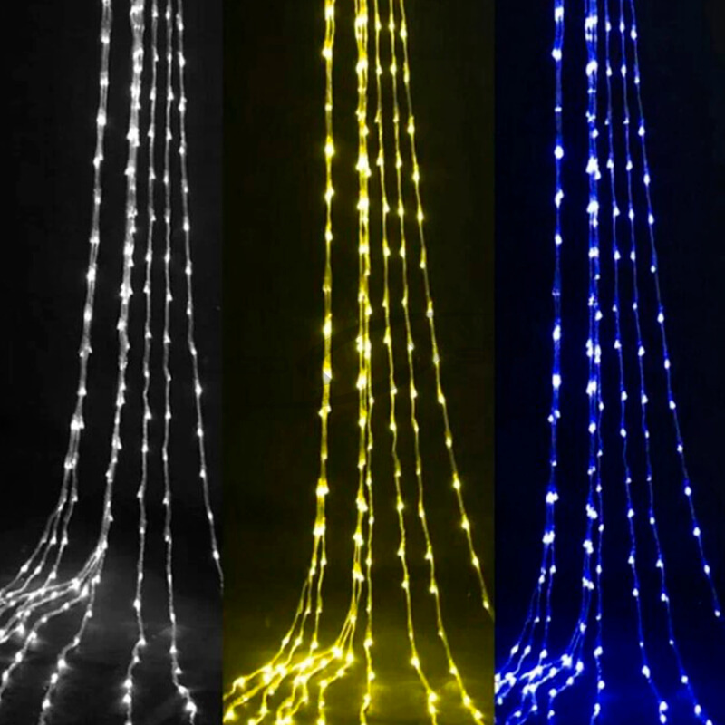 Водопад LS 1х3м 220V прозрачный провод PVC 2 мм, 300 Led IP55, кабель питания 1,5 м, стыкуется